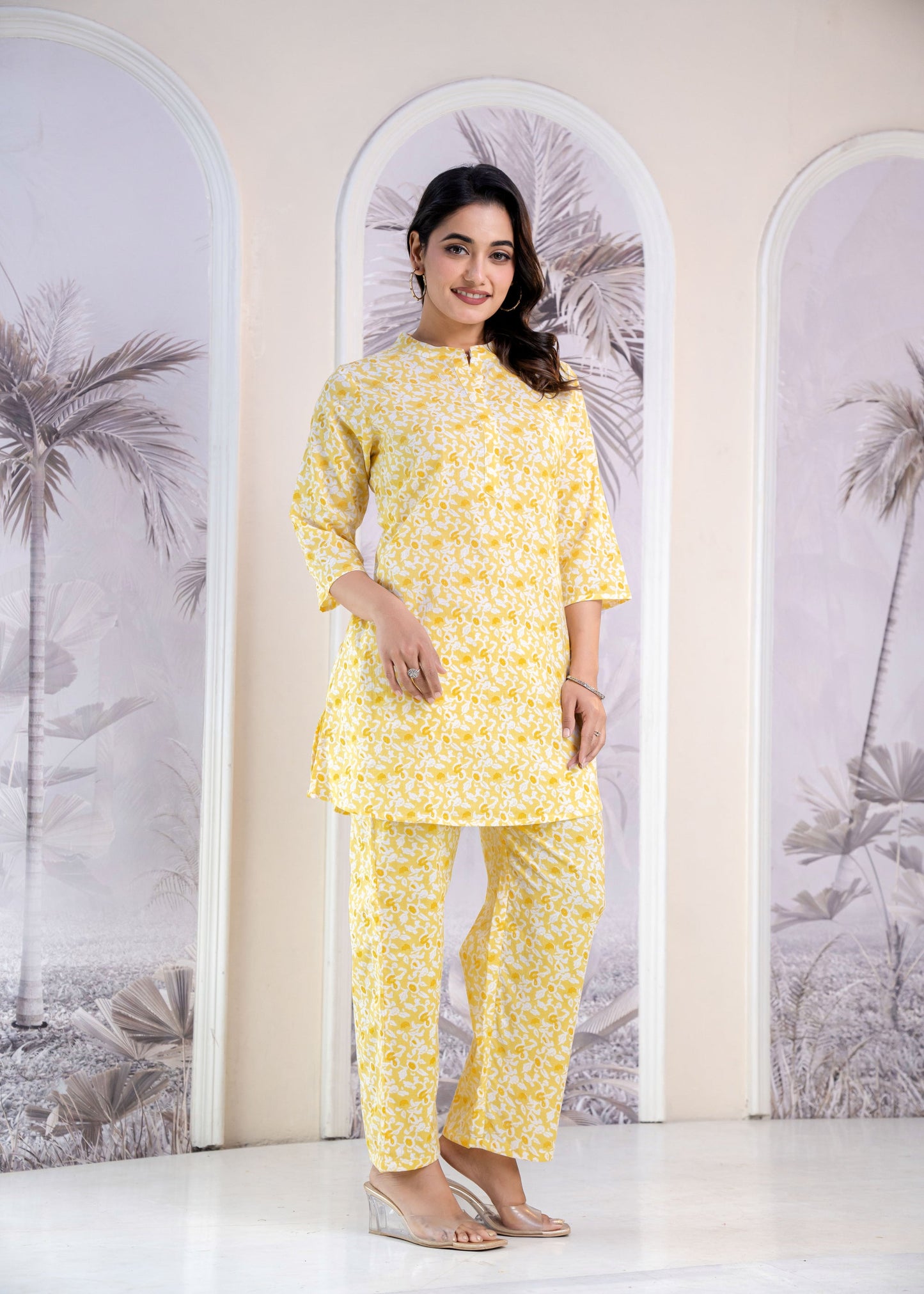 Long Collar Printed Co-Ord