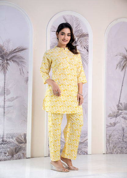 Long Collar Printed Co-Ord